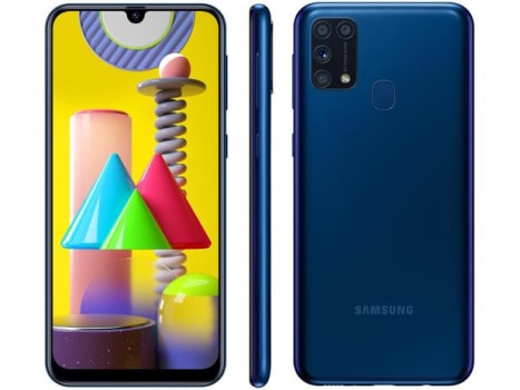 Smartphone Samsung Galaxy M31 128GB Azul 4G - 6GB RAM Tela 6,4” Câm. Quádrupla + Selfie 32MP - Magazine Ofertaesperta