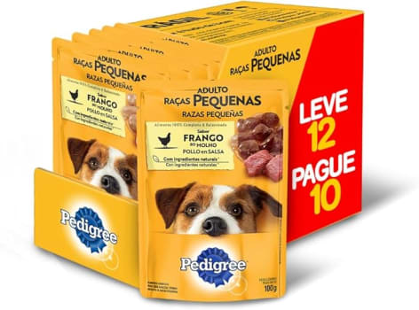 Ração Úmida Pedigree Sachê Frango ao Molho para Cães Adultos de Raças Pequenas - Leve 12 Pague 10