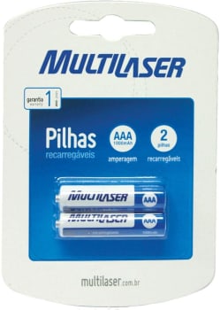 MULTILASER Pilha Recarregavel Palito Aaa 1000Mah, Multicores, 2 unidades