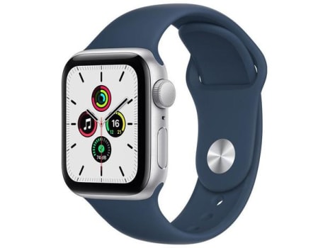 Apple Watch SE 40mm Caixa Prateada - Alumínio GPS Pulseira Esportiva Azul-Abissal - Magazine Ofertaesperta