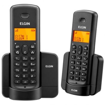 Telefone Elgin TSF8002 Preto Sem Fio + Ramal - Identificador, Viva Voz, Agenda, 5 Opções de Campaínha Display Iluminado e Agenda Compartilhada