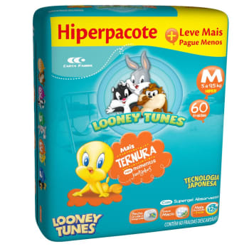 Fralda Looney Tunes Hiper M - 60 Unidades