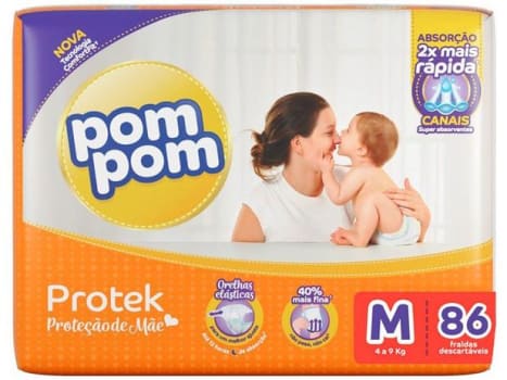 Fralda Pom Pom Protek Proteção de Mãe Hiper - M 86 Unidades - Magazine Ofertaesperta