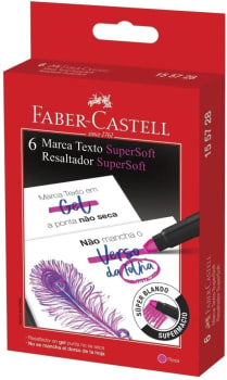 6 unidades Caneta Marca Texto Gel Faber-Castell SuperSoft 155728 Rosa 