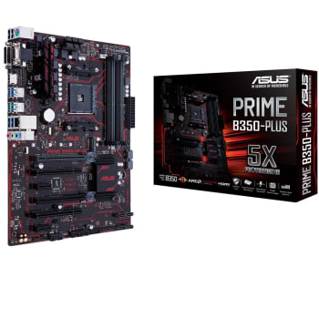 Placa-Mãe ASUS p/ AMD AM4 ATX PRIME B350-PLUS, 4 x DDR4, 1x DVI-D, 1x D-Sub,1x HDMI,1x M2 soquete 3, CrossFireX, 6x SATA 6Gb, Raid de 0,1,10