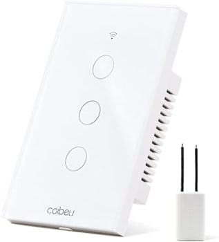 Interruptor Inteligente WiFi, Interruptor Smart Sem Fio Doméstico Multifuncional, Controle Remoto de Eletrodomésticos Por Celulares, Interruptor Cronometrado, Controle Por Voz, Compatível Com Alexa Google 3 botões(MB303 sem neutro)