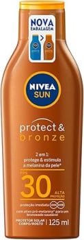 NIVEA SUN Protetor Solar Protect & Bronze FPS 30 125ml - Sua fórmula contém ativo pró-melanina, um ingrediente que estimula a produção de melanina da 