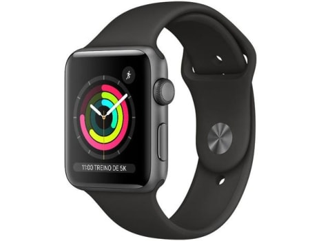 Apple Watch Series 3 (GPS) 42mm Caixa - Cinza-Espacial Alumínio Pulseira Esportiva Preta - Magazine Ofertaesperta