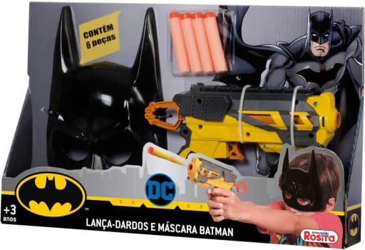  Lancador Lanca Dardos C/ Mascara Batman Baby Brink Multicor 
