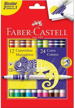 Canetinha Hidrográfica Bicolor - Faber-Castell - 15.0612N - 12 Canetas/24 Cores