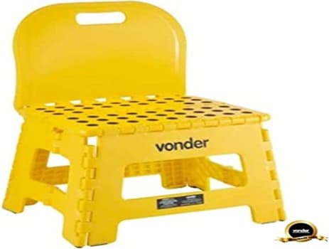 Vonder Banqueta Plástica Dobrável Amarela Altura 220mm com Encosto