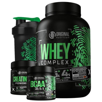 Kit Whey Protein Isolado Blend + Bcaa + Creatina Turbo Monohidratada + Shaker - Combo de Suplementos