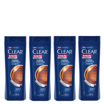 Kit Shampoo Anticaspa Clear Men Queda Control 200ml com 4 unidades - Incolor