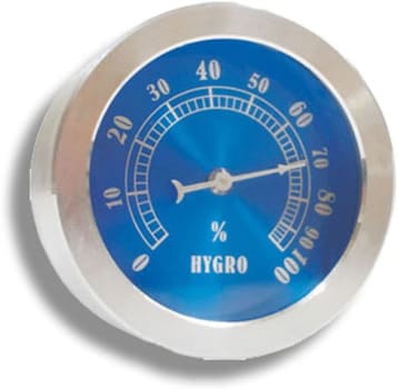 TERMO HIGROMETRO ANALOGICO BIMETALICO EM INOX FUNDO AZUL INCOTERM 