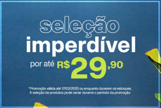 Seleção de produtos com o valor máximo de R$29,90