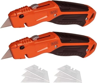 beyond Faca utilitária BLACK+Decker, retrátil, lâmina de troca rápida, pacote com 2 (BDHT1039495APB)