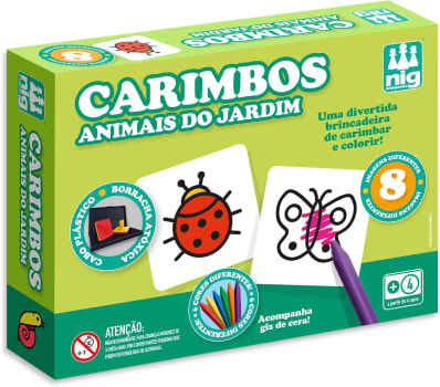 Kit De Carimbo Animais Do Jardim Com 8 Peças, Nig Brinquedos, Multicor, 0132