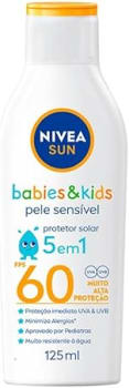 NIVEA SUN Protetor Solar Kids & Babies Pele Sensível FPS 60 125ml - Infantil, muito alta proteção UVA/UVB, minimiza o surgimento de alergias, muito resistente à água com proteção imediata, para a pele delicada das crianças