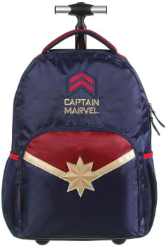 Mochila Escolar com Rodinhas G Capitã Marvel DMW Bags