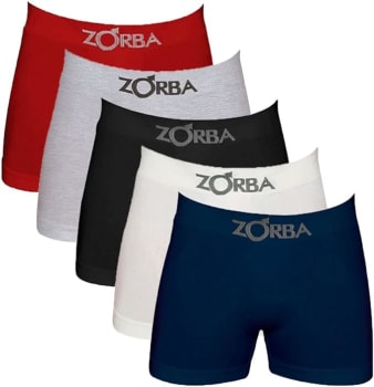 Kit 5 Cuecas Boxer Algodão Sem Costura Zorba 