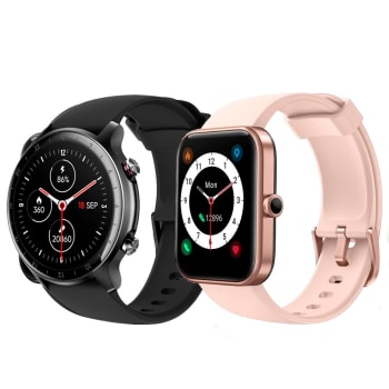 Kit SmartWatch Husky Sports 700 GPS Preto Pulseira Extra Azul Marinho + SmartWatch KaBuM! Smart 700 Rosé Compatível IoT Alexa