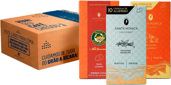 Pack de 30 Cápsulas Aromatizadas Santa Monica - Baunilha Caramelo e Nutty Bavarian Compatível Com Nespresso