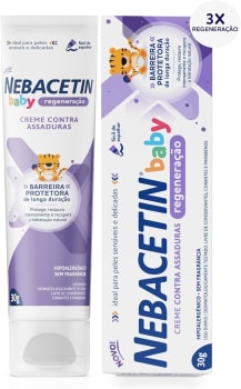 Creme Contra Assaduras Nebacetin Baby Prevenção 30g - Pele Macia Hidratada e Saudável Para Peles Sensíveis e Delicad