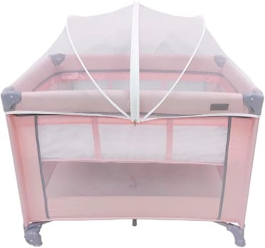 Berço Portátil Infantil Cercado 0-15kg Lazy MaxiBaby (Rosa)