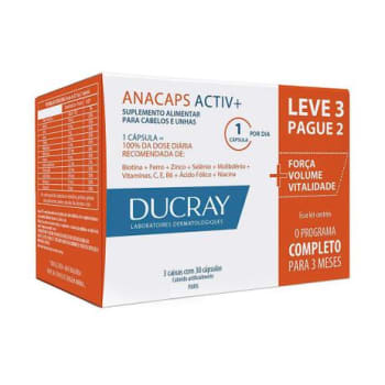 Anacaps Activ+ Ducray Suplemento Vitamínico Mineral com 90 Cápsulas - Magazine Ofertaesperta