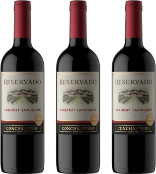 Kit 3x Vinho Chileno Tinto Concha y Toro Reservado Cabernet Sauvignon 750ml