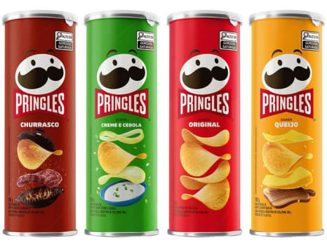 Kit 4 Batatas Pringles Queijo 109g + Churrasco - 109g + Creme e Cebola 109g + Original 104g