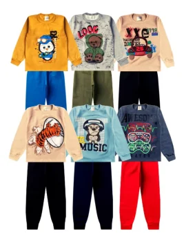 Kit 06 Peças Moletom Menino Infantil Inverno Atacado Barato