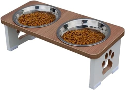 Comedouro Elevado Duplo Cachorro Pet MDF - Inox