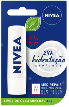 Protetor Labial Nivea Med Repair Fps15 4,8G, Nivea, Transparente, 4.8G