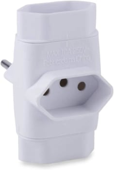 Adaptador Para Tomada Pino Multiplicador Tripolar Branco, Force Line, 0180100004