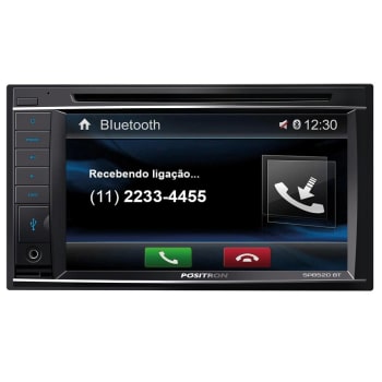 Central Multimídia Pósitron SP8520BT Duble DIN com Tela de 6,2" Touchscreen Entradas USB e Auxiliar Bluetooth SD-Ca