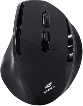 C3Tech Mouse sem fio Preto M-W120BK - formato ergonomico projetado para oferecer conforto com 6 Botões ate 1600DPI