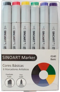  Sinoart Marcador Artístico Marker, 6 Tons Básicos 