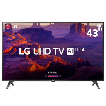 Smart TV LED 43" Ultra HD 4K LG 43UK6310PSE com IPS, ThinQ AI, WI-FI, Processador Quad Core, HDR 10 Pro, HDMI e USB