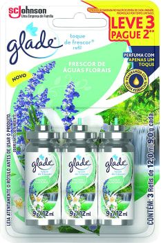 Desodorizador Glade Toque de Frescor Refil Frescor de Aguas Florais Leve 3 Pague 2 12ml