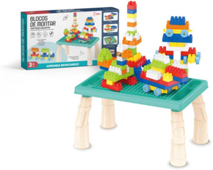 Mesa Infantil Educativa Com Blocos de Montar MC927 - MEGA COMPRAS (Disponível Em 2 Cores)