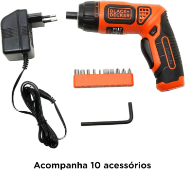 BLACK+DECKER Parafusadeira a Bateria de 1/4 Pol. (6,4mm) 3.6V 200 RPM com Lanterna BDCS36F