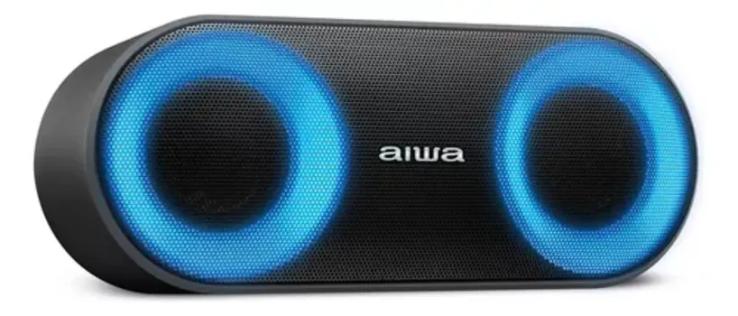 Caixa De Som Speaker, Aiwa, Bluetooth, Luzes Multicores, IP6, Bivolt (Preto)