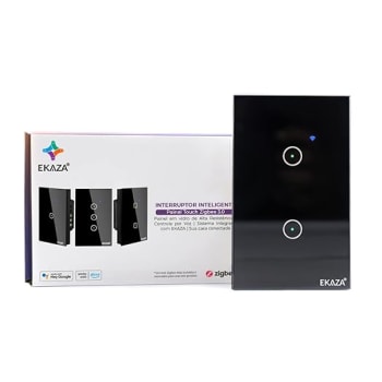 Interruptor Inteligente Touch Zigbee KAZA 3.0 4x2 2 Botões Preto Compativel com Google home e Alexa T207-2ZP