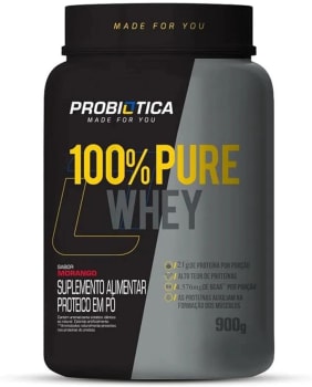 100% Pure Whey Nova Fórmula - 900g Morango - Probiótica