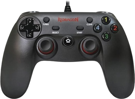 Controle com Fio para Computador e 16 Botões de Comando de Entrada de Dados Saturn G807, Redragon, Joysticks e Controles para Computador, Preto