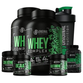 Kit 2X Whey Complex + Bcaa + Colágeno + Gluta + Crea + Shaker