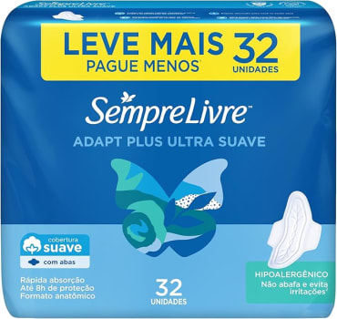 Sempre Livre Absorvente Externo Adapt Plus Com Abas 32 Unidades