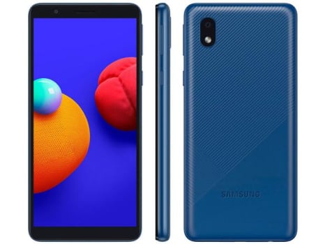 Smartphone Samsung Galaxy A01 Core 32GB Azul - Processador Quad-Core 2GB RAM Câm.8MP + Selfie 5MP - Magazine Ofertaesperta