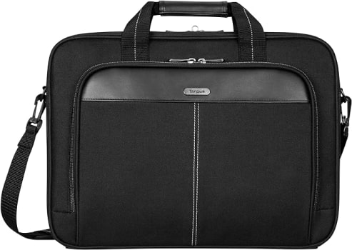 Targus Bolsa para laptop fina clássica de 15 a 16 polegadas, preta - pasta ergonômica e bolsa carteiro - Bolsa espaçosa acolchoada de espuma para laptops de 16 polegadas e abaixo (TCT027US)